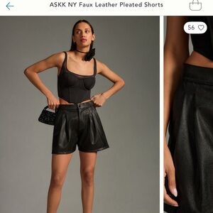 ASKK NY Faux Leather Pleated Shorts
